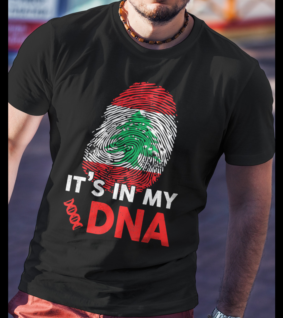 Lebanon It's In My DNA Lebanese Fingerprint Flag T-Shirt