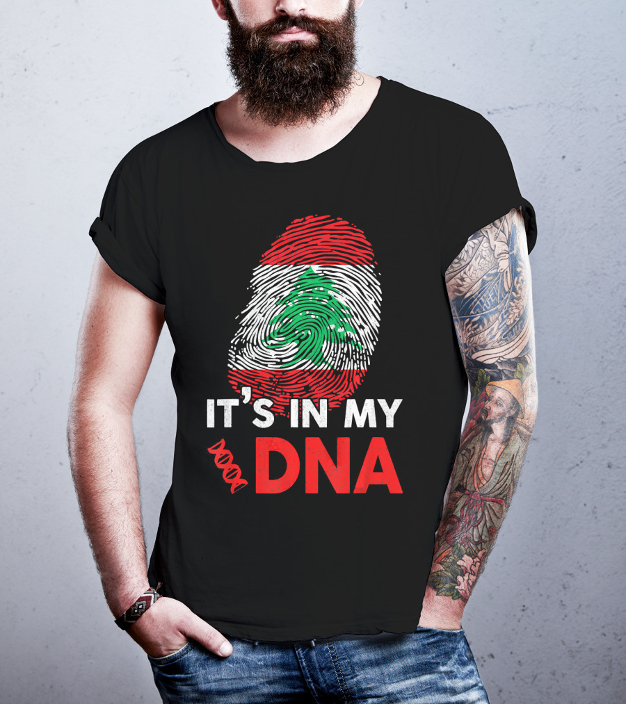 Lebanon It's In My DNA Lebanese Fingerprint Flag T-Shirt