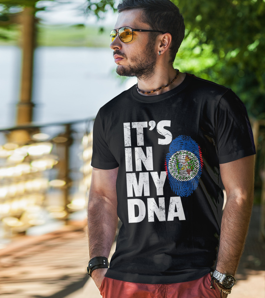 IT'S IN MY DNA Belize Flag Fingerprint T-Shirt