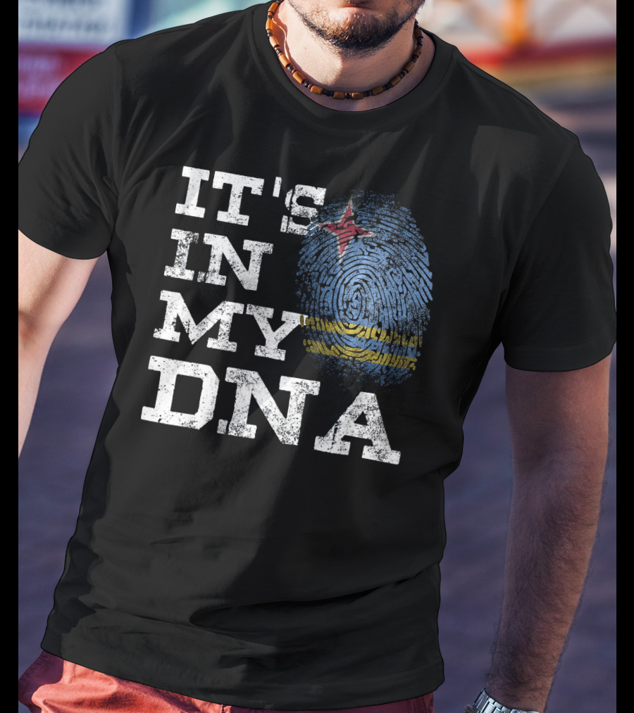 IT'S IN MY DNA Aruban Proud Aruba Flag Fingerprint T-Shirt