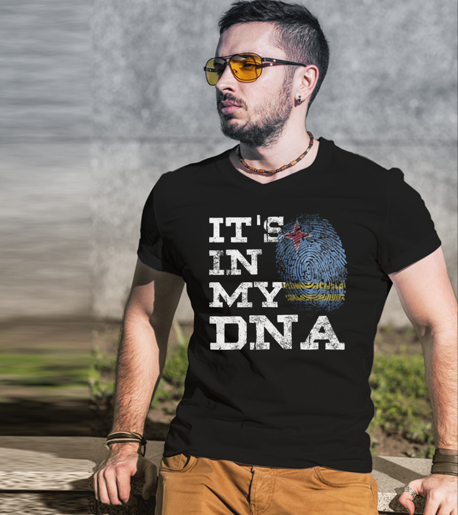 IT'S IN MY DNA Aruban Proud Aruba Flag Fingerprint T-Shirt