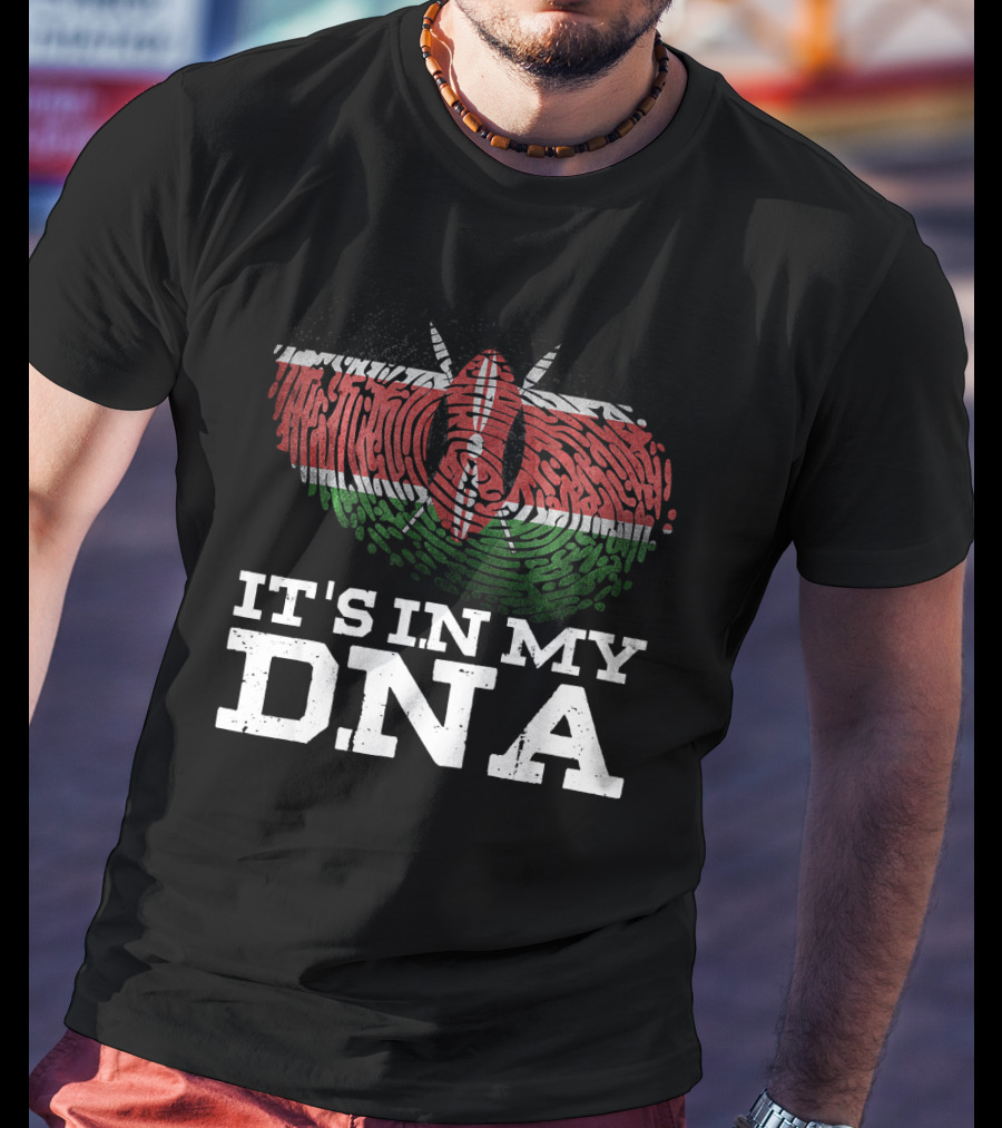 It's In My DNA Kenyan Flag Fingerprint T-Shirt