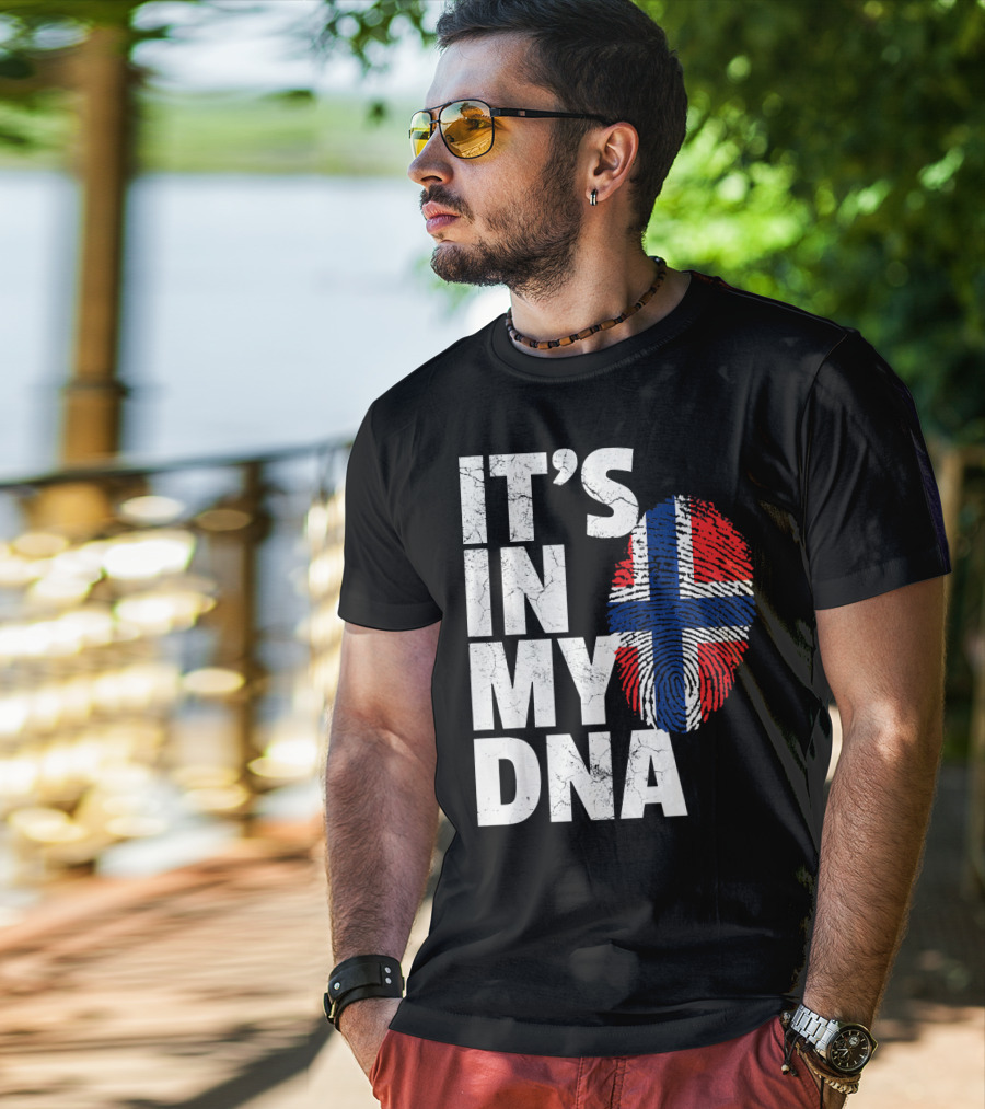 IT'S IN MY DNA Norwegian Norway Flag Fingerprint Pride T-Shirt