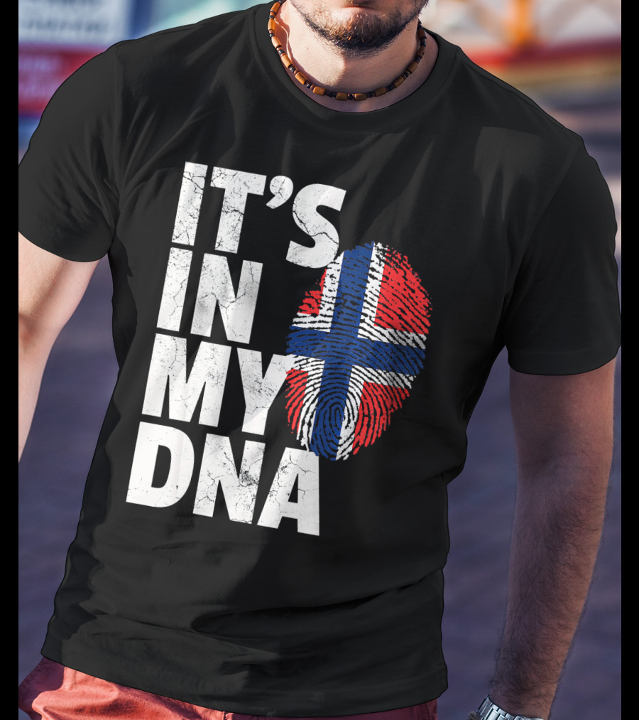 IT'S IN MY DNA Norwegian Norway Flag Fingerprint Pride T-Shirt