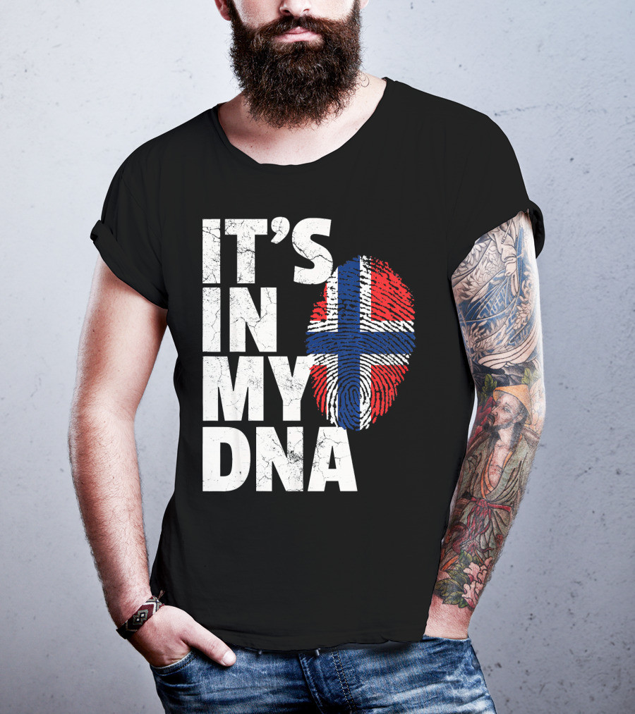 IT'S IN MY DNA Norwegian Norway Flag Fingerprint Pride T-Shirt