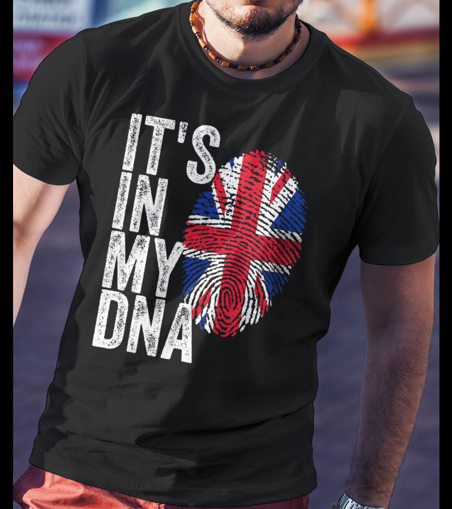 IT'S IN MY DNA UK Union Jack Fingerprint Flag T-Shirt