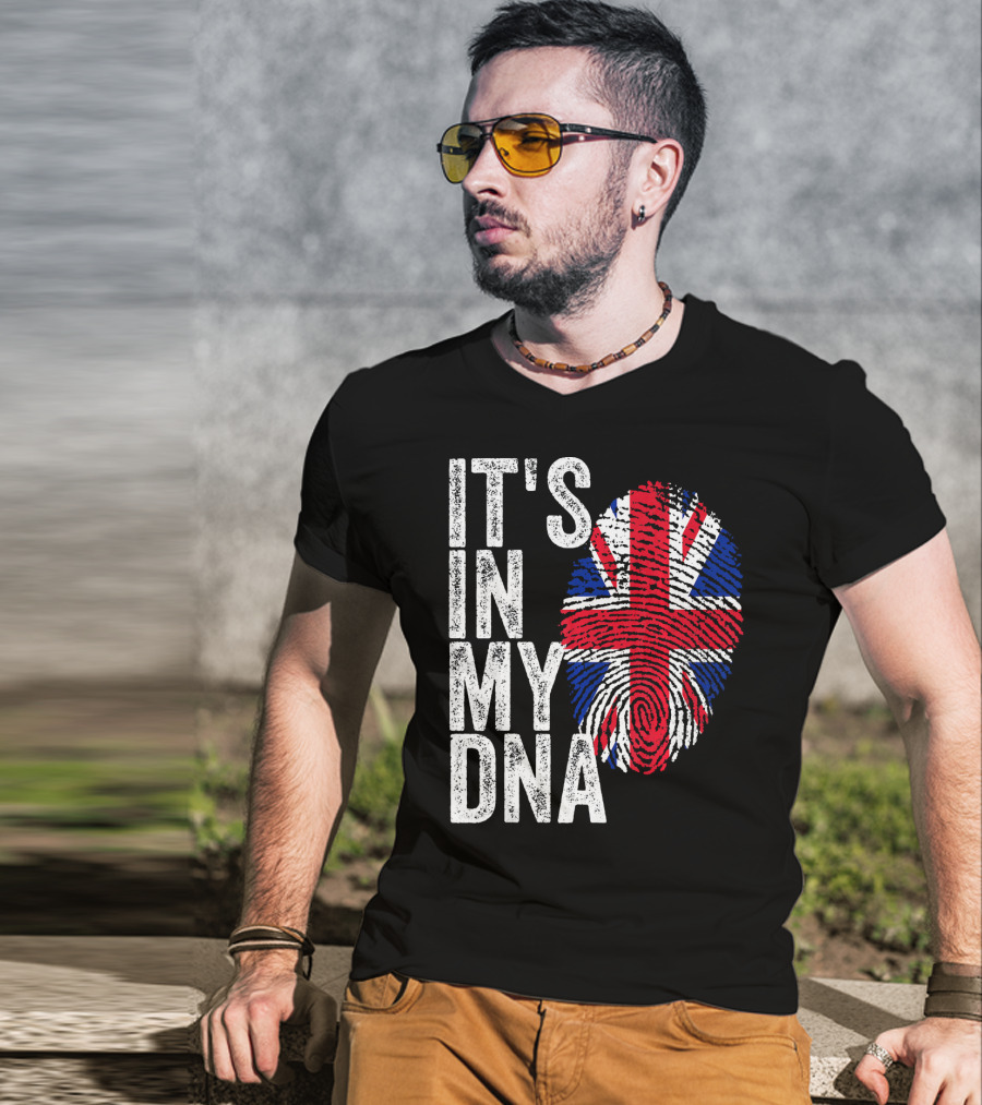 IT'S IN MY DNA UK Union Jack Fingerprint Flag T-Shirt
