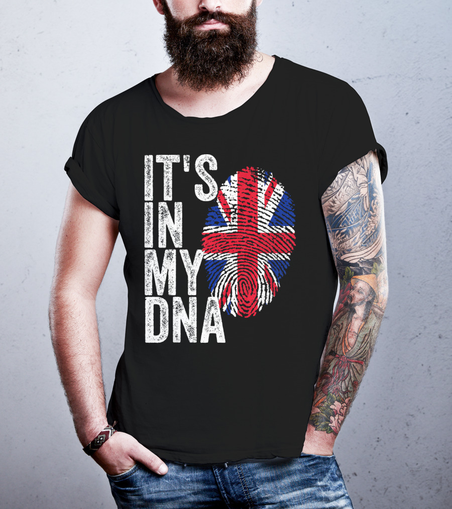IT'S IN MY DNA UK Union Jack Fingerprint Flag T-Shirt