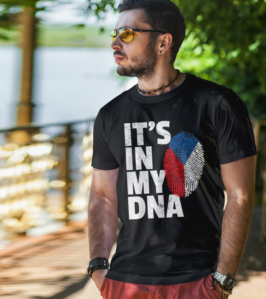 IT'S IN MY DNA Czechia Czech Republic Fingerprint Flag T-Shirt