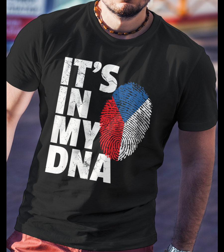 IT'S IN MY DNA Czechia Czech Republic Fingerprint Flag T-Shirt