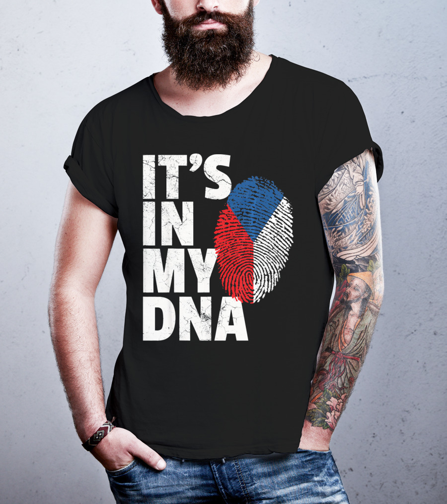 IT'S IN MY DNA Czechia Czech Republic Fingerprint Flag T-Shirt