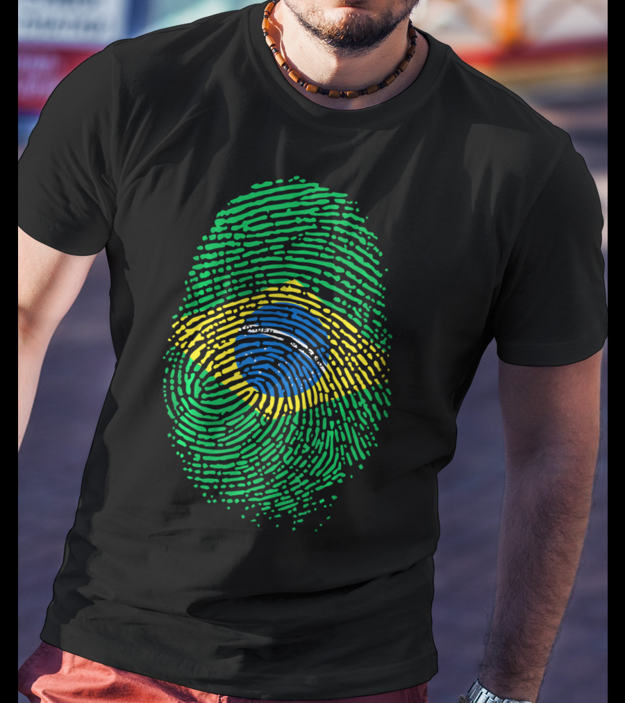 Proud DNA Brasil Flag Thumbprint Brazil T-Shirt