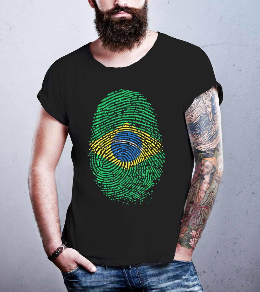 Proud DNA Brasil Flag Thumbprint Brazil T-Shirt