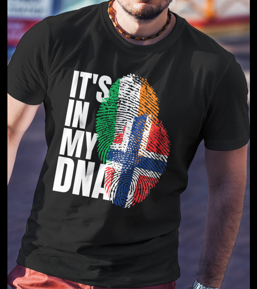 IT'S IN MY DNA Irish Plus Norwegian Mix Heritage Fingerprint T-Shirt