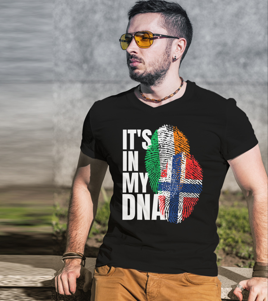 IT'S IN MY DNA Irish Plus Norwegian Mix Heritage Fingerprint T-Shirt
