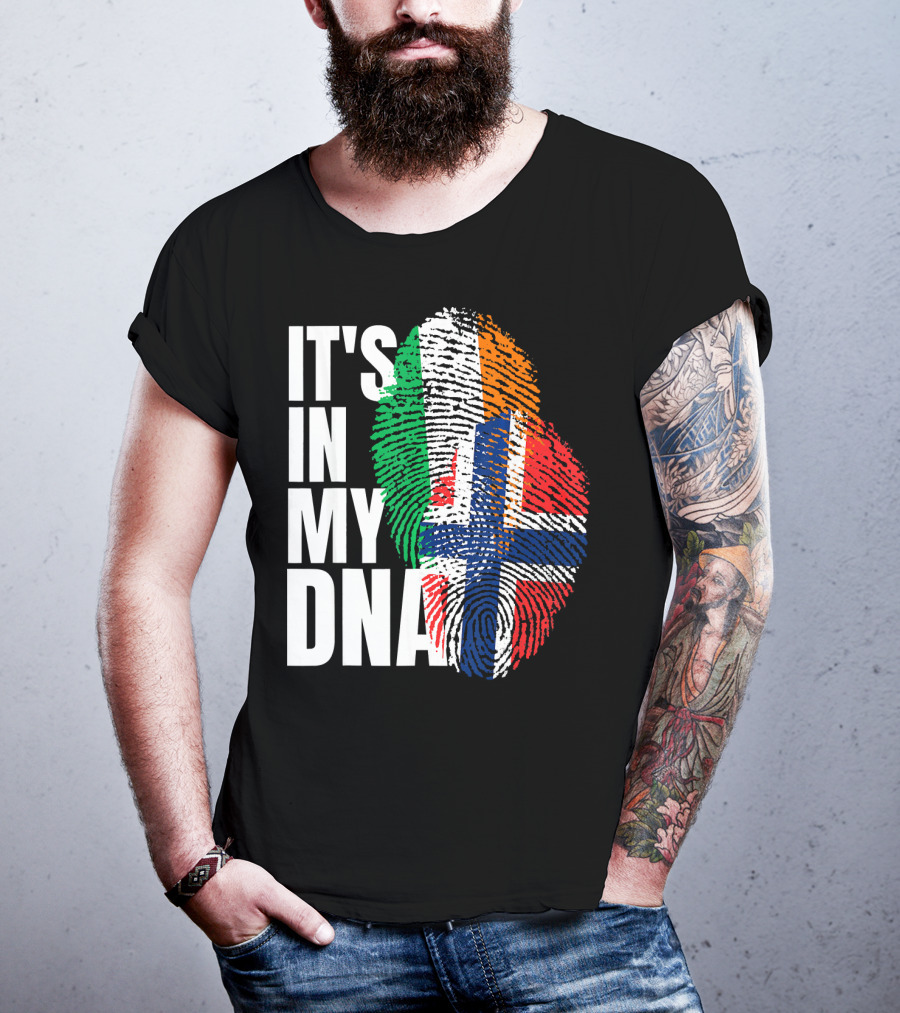 IT'S IN MY DNA Irish Plus Norwegian Mix Heritage Fingerprint T-Shirt