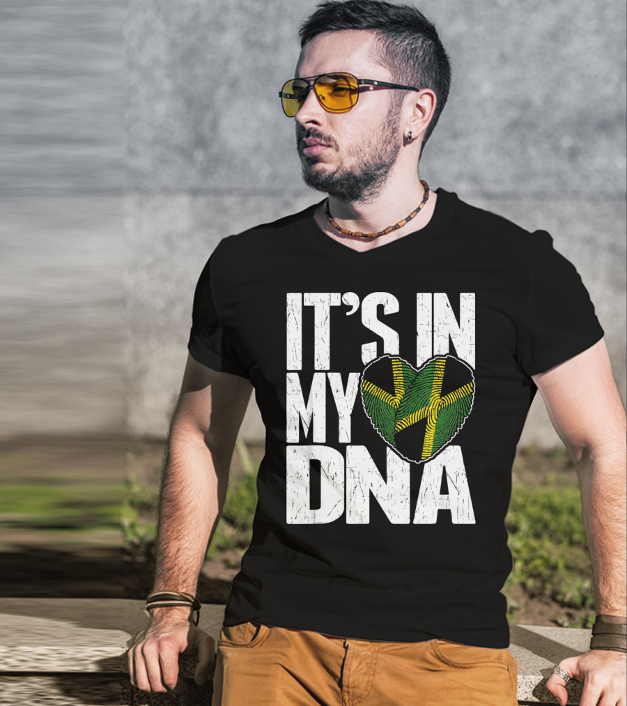 IT'S IN MY DNA Jamaican Flag Heart T-Shirt