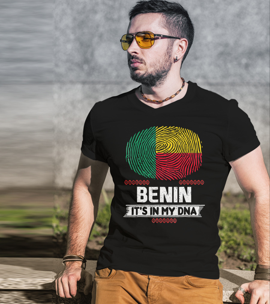 Benin It's In My DNA Beninese Flag Fingerprint T-Shirt