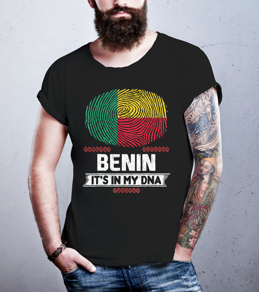 Benin It's In My DNA Beninese Flag Fingerprint T-Shirt