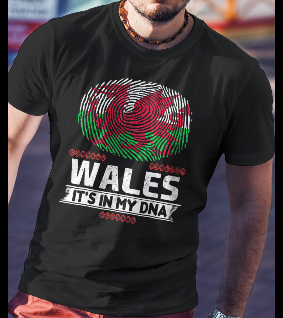 Wales It's In My DNA Welsh Flag Fingerprint T-Shirt