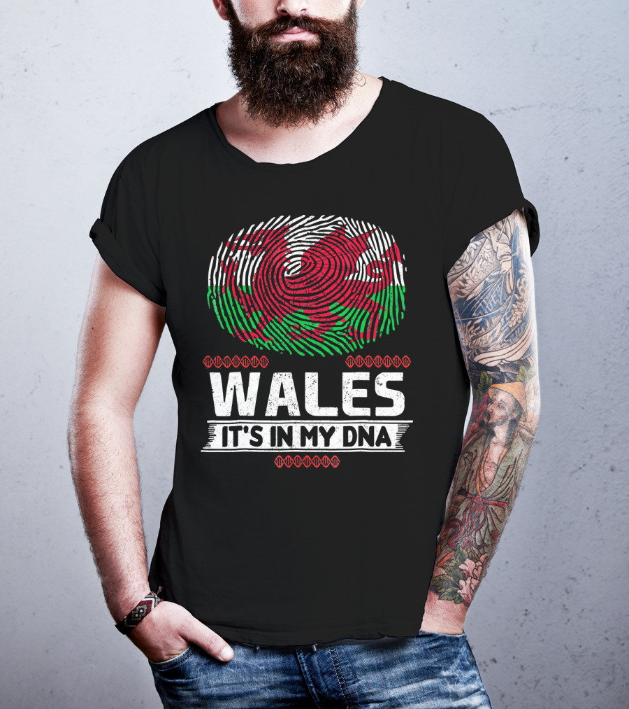 Wales It's In My DNA Welsh Flag Fingerprint T-Shirt