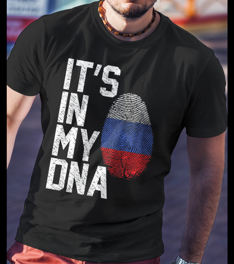 IT'S IN MY DNA Russia Flag Fingerprint T-Shirt