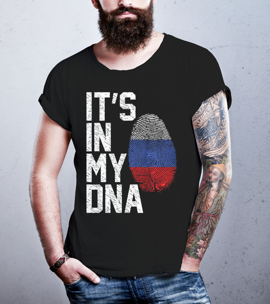 IT'S IN MY DNA Russia Flag Fingerprint T-Shirt