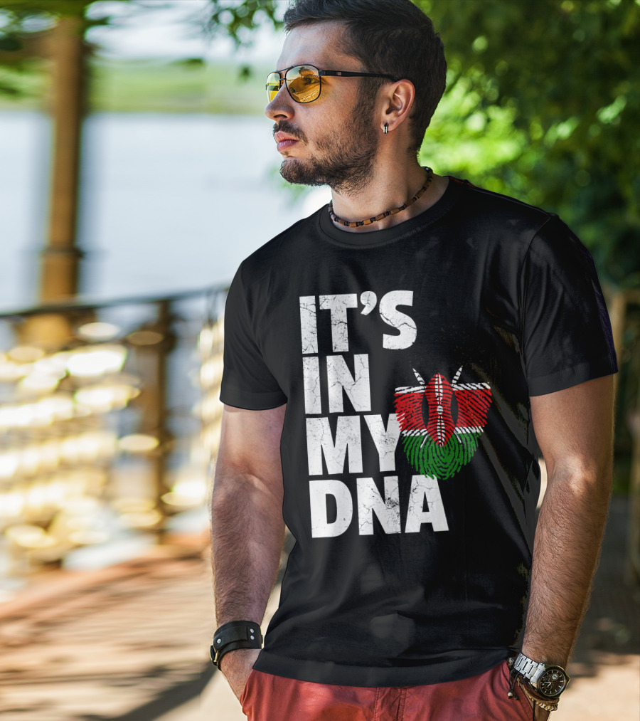 ITS IN MY DNA Kenya Flag Fingerprint T-Shirt
