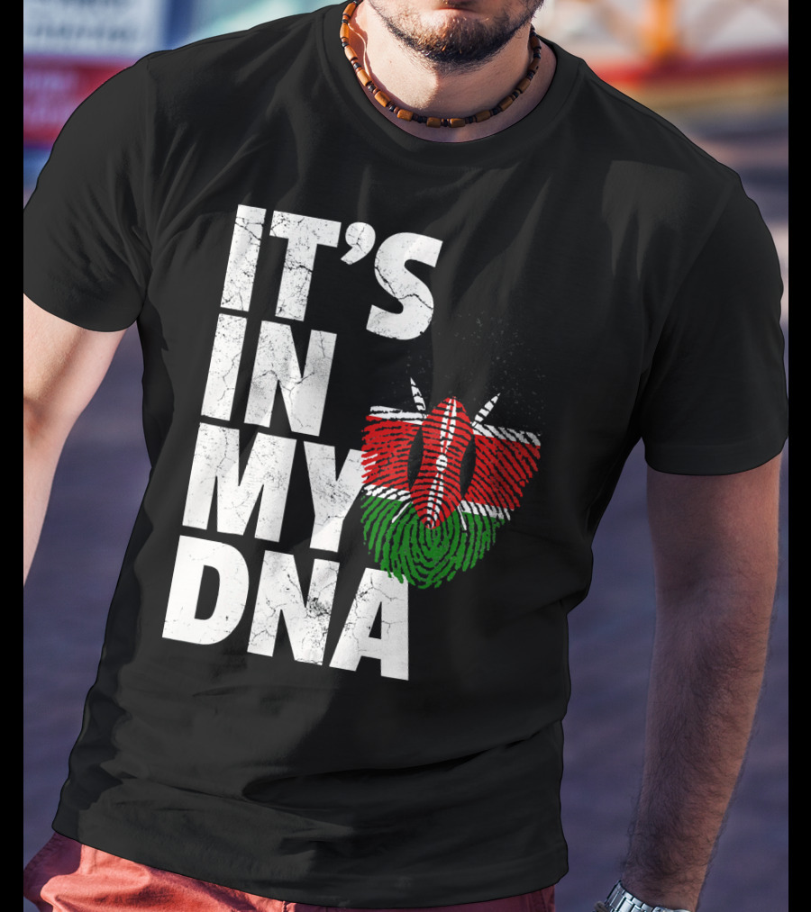 ITS IN MY DNA Kenya Flag Fingerprint T-Shirt