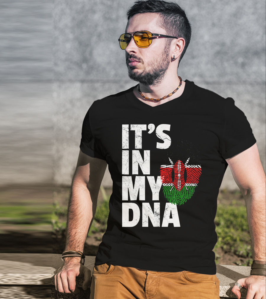 ITS IN MY DNA Kenya Flag Fingerprint T-Shirt