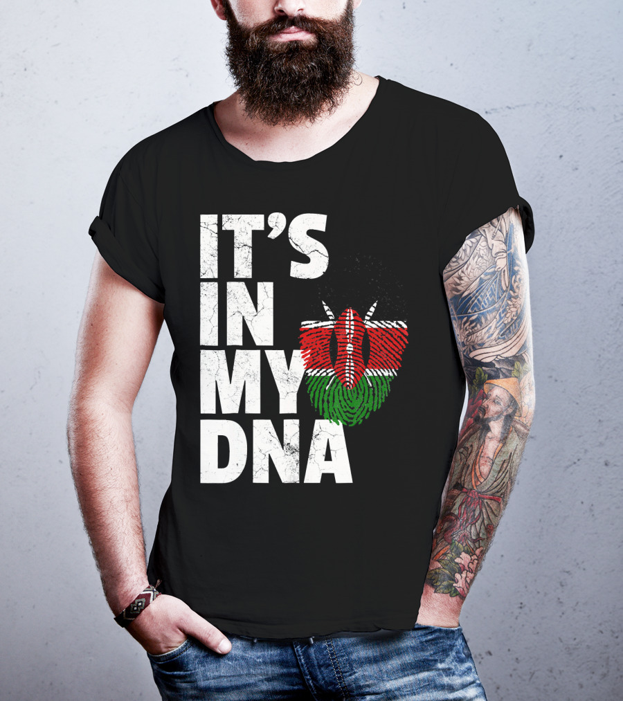 ITS IN MY DNA Kenya Flag Fingerprint T-Shirt