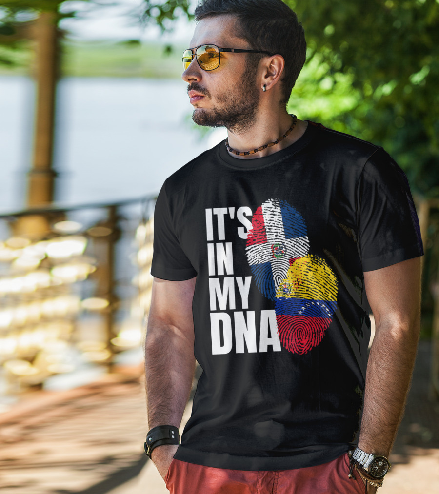 It's In My DNA Dominican Venezuelan Fingerprint Flags T-Shirt