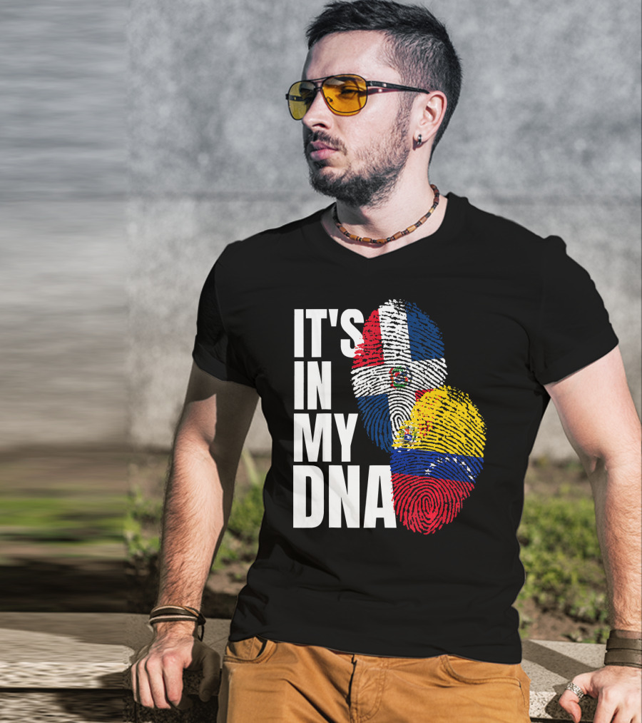 It's In My DNA Dominican Venezuelan Fingerprint Flags T-Shirt