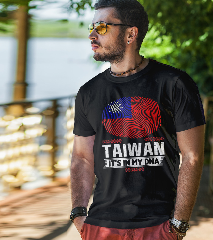TAIWAN IT'S IN MY DNA Fingerprint Taiwanese Flag T-Shirt