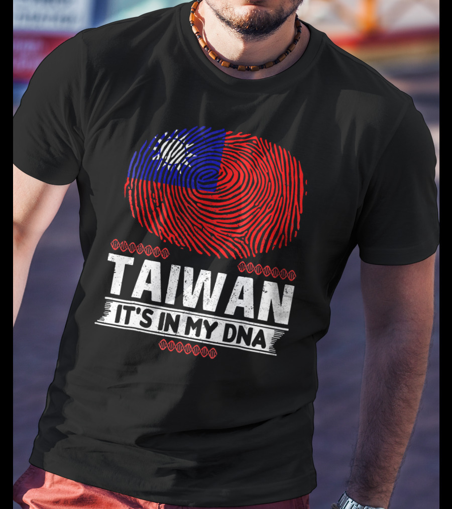 TAIWAN IT'S IN MY DNA Fingerprint Taiwanese Flag T-Shirt