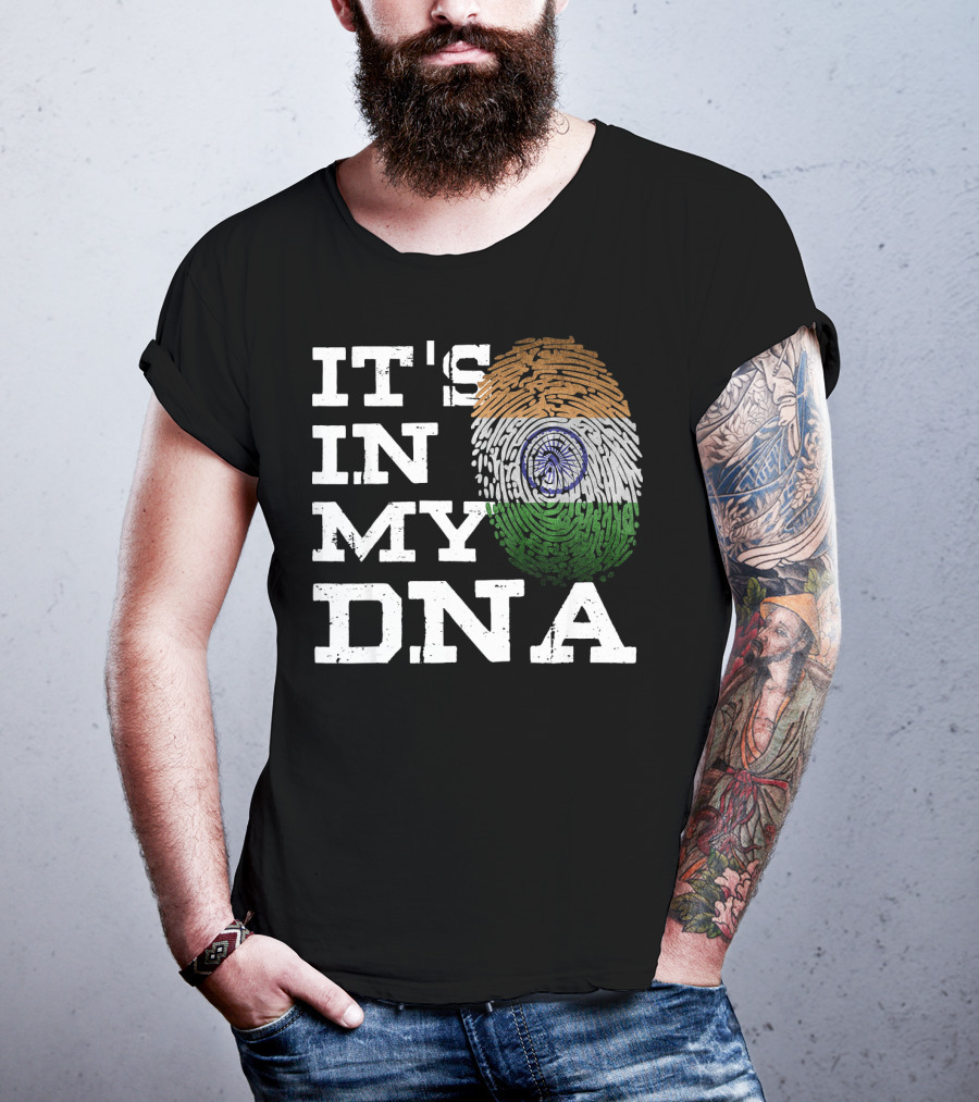 IT'S IN MY DNA Indian Heritage Fingerprint Flag T-Shirt