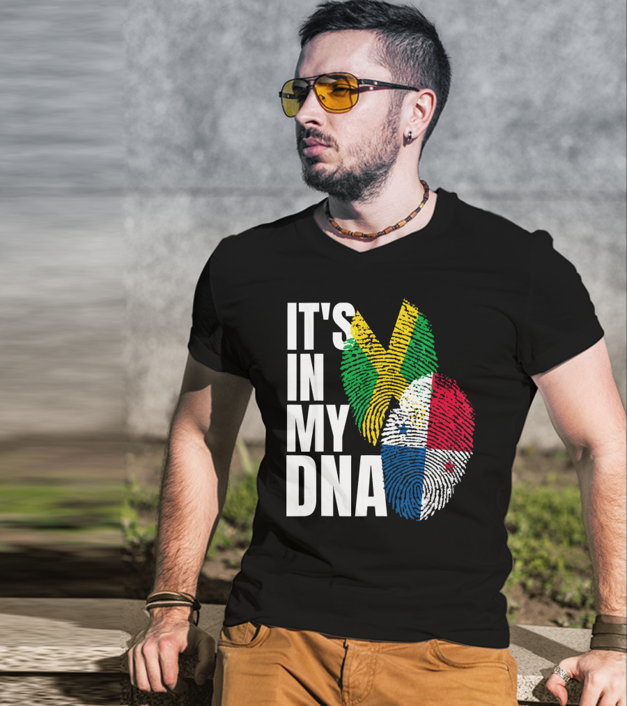 Panamanian And Jamaican Mix It's In My DNA Flag Her T-Shirt