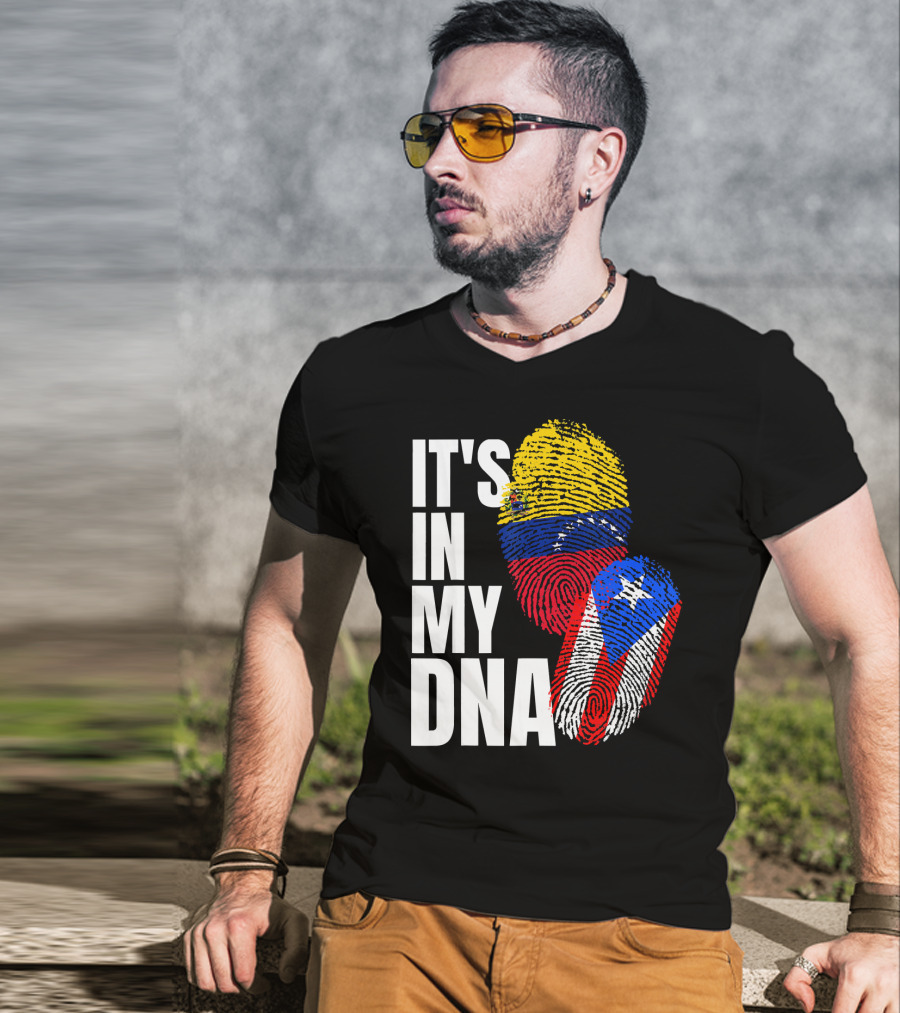 It's In My DNA Venezuelan And Boricua Flag Fingerprints T-Shirt