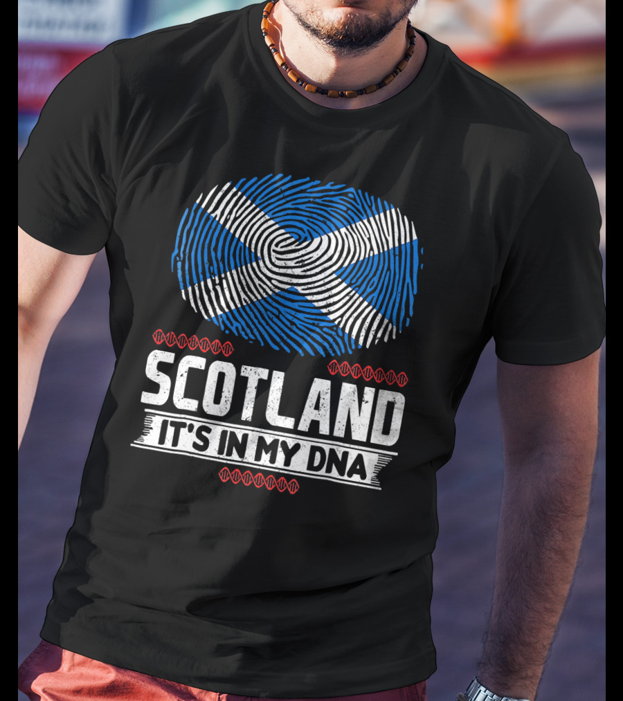 SCOTLAND It's In My DNA Scottish Flag Fingerprint T-Shirt