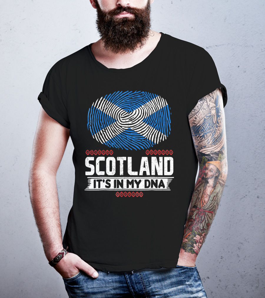 SCOTLAND It's In My DNA Scottish Flag Fingerprint T-Shirt