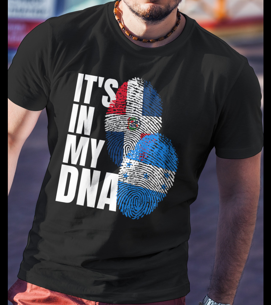 Honduran And Dominican Mix It's In My DNA Fingerprints Flag T-Shirt