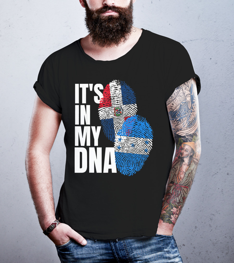Honduran And Dominican Mix It's In My DNA Fingerprints Flag T-Shirt