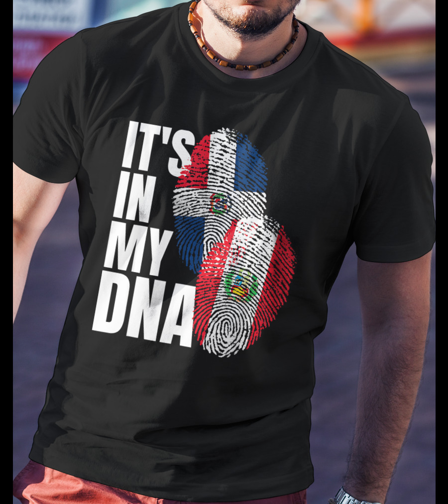 It's In My DNA Peruvian Dominican Fingerprint Flag T-Shirt