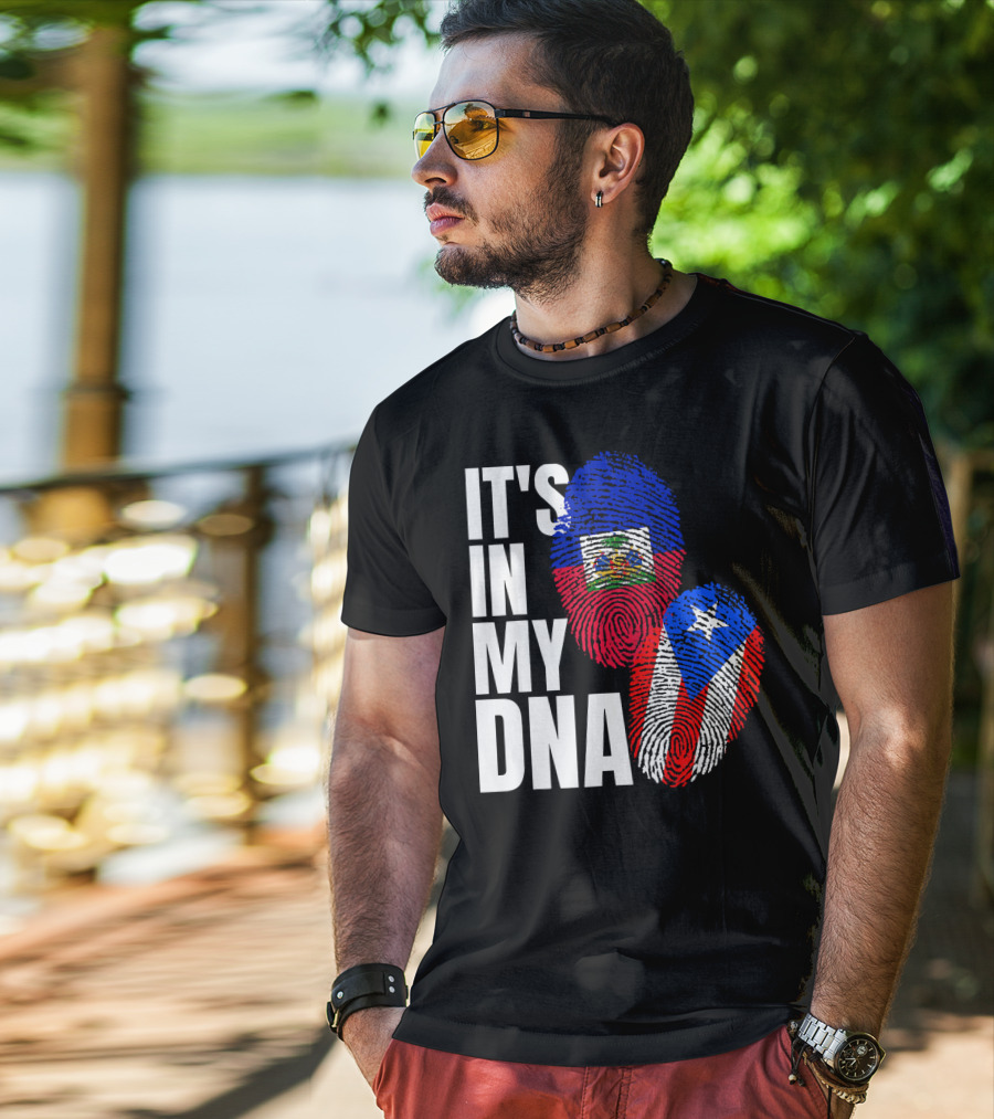 It's In My DNA Haitian Puerto Rican Flag Heritage T-Shirt