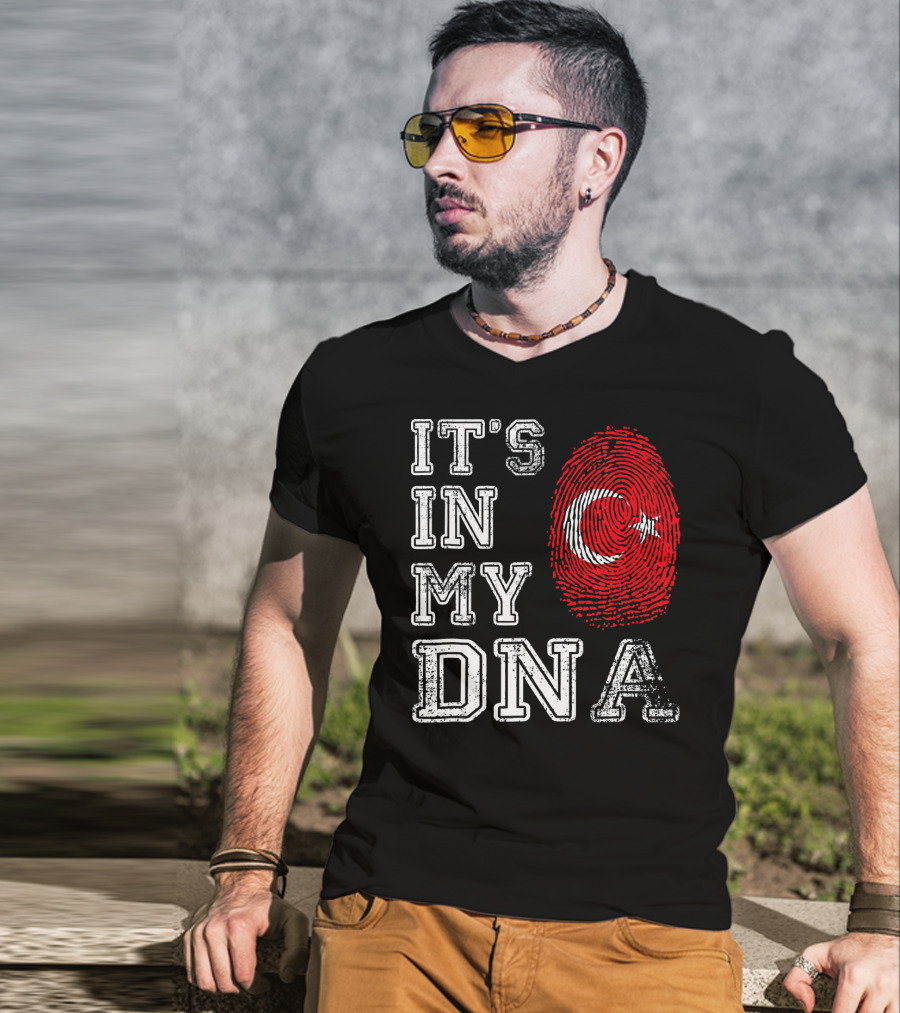 It's In My DNA Turkey Flag Fingerprint T-Shirt