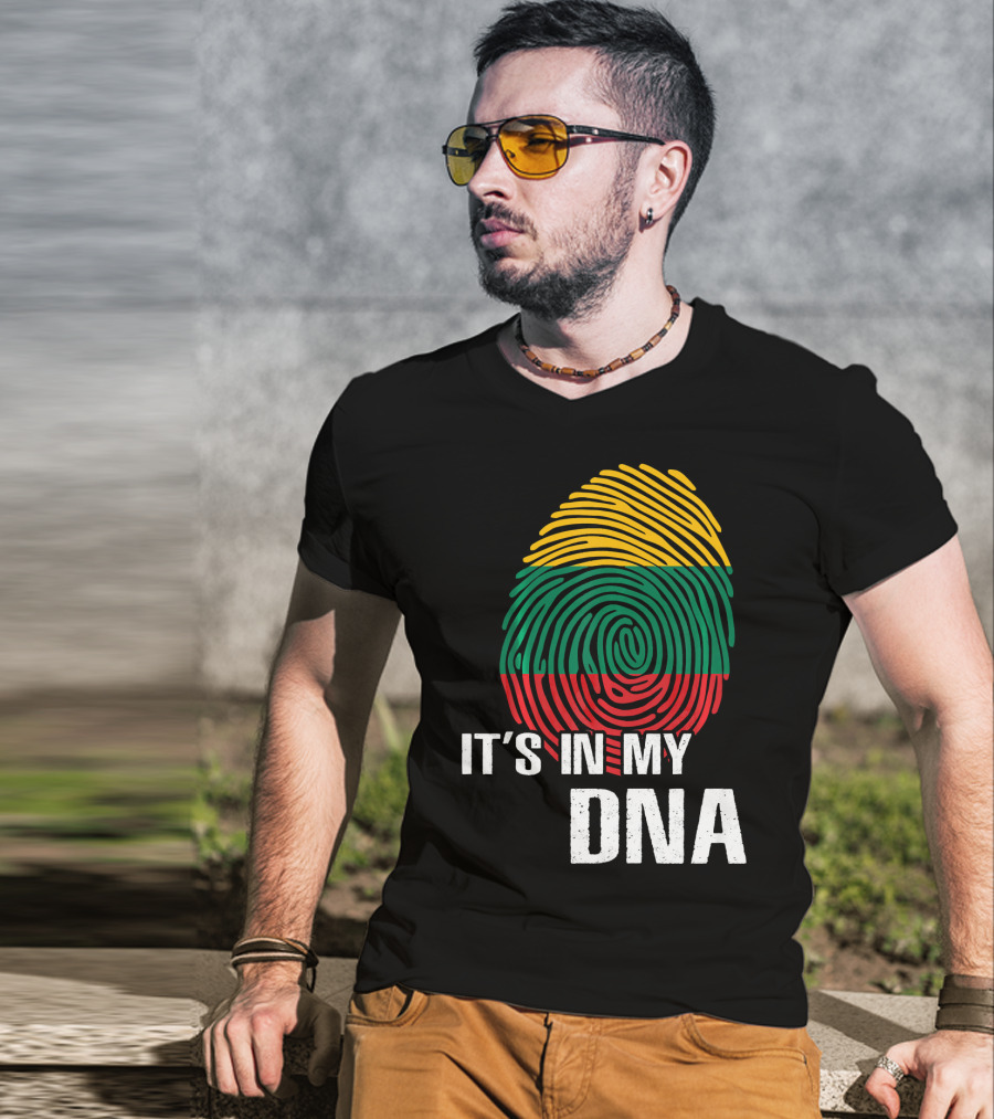 It's In My DNA Lithuania Fingerprint Lithuanian Flag T-Shirt