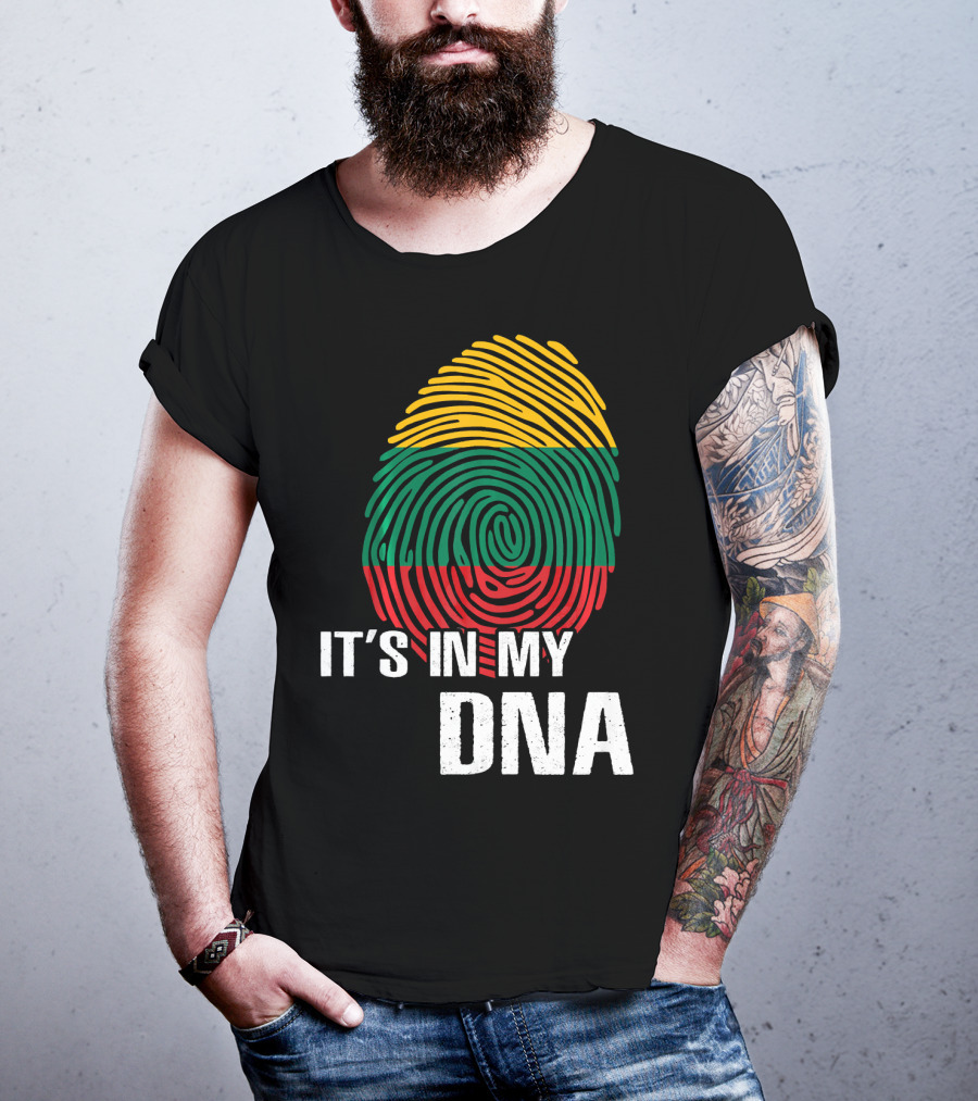It's In My DNA Lithuania Fingerprint Lithuanian Flag T-Shirt