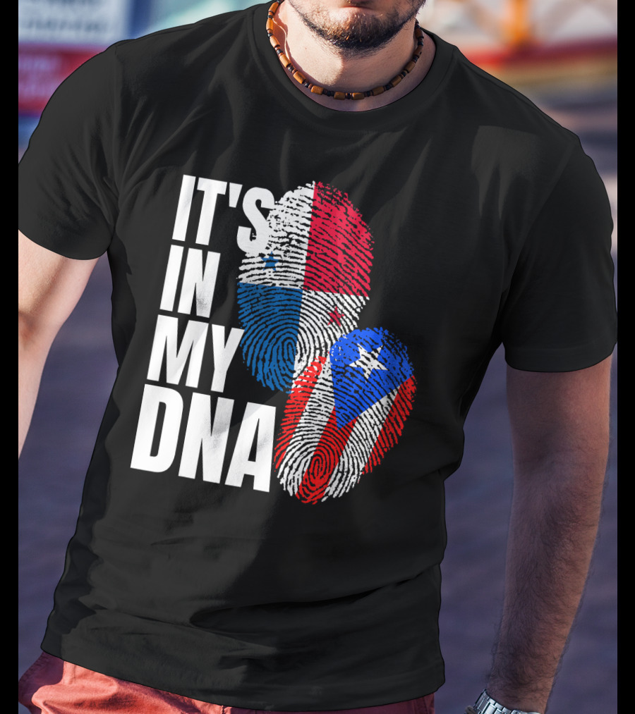 Panamanian Puerto Rican It's In My DNA Fingerprint Flag T-Shirt