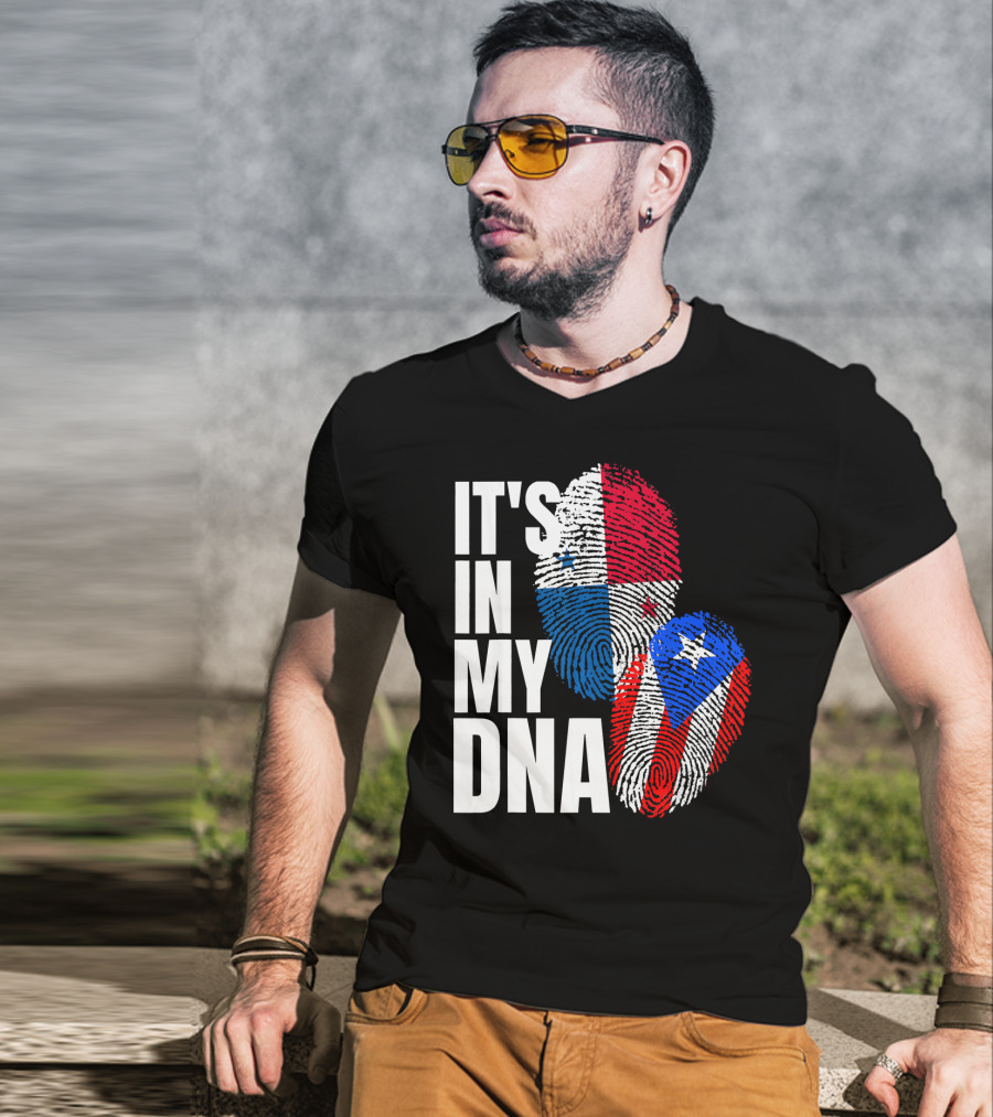 Panamanian Puerto Rican It's In My DNA Fingerprint Flag T-Shirt