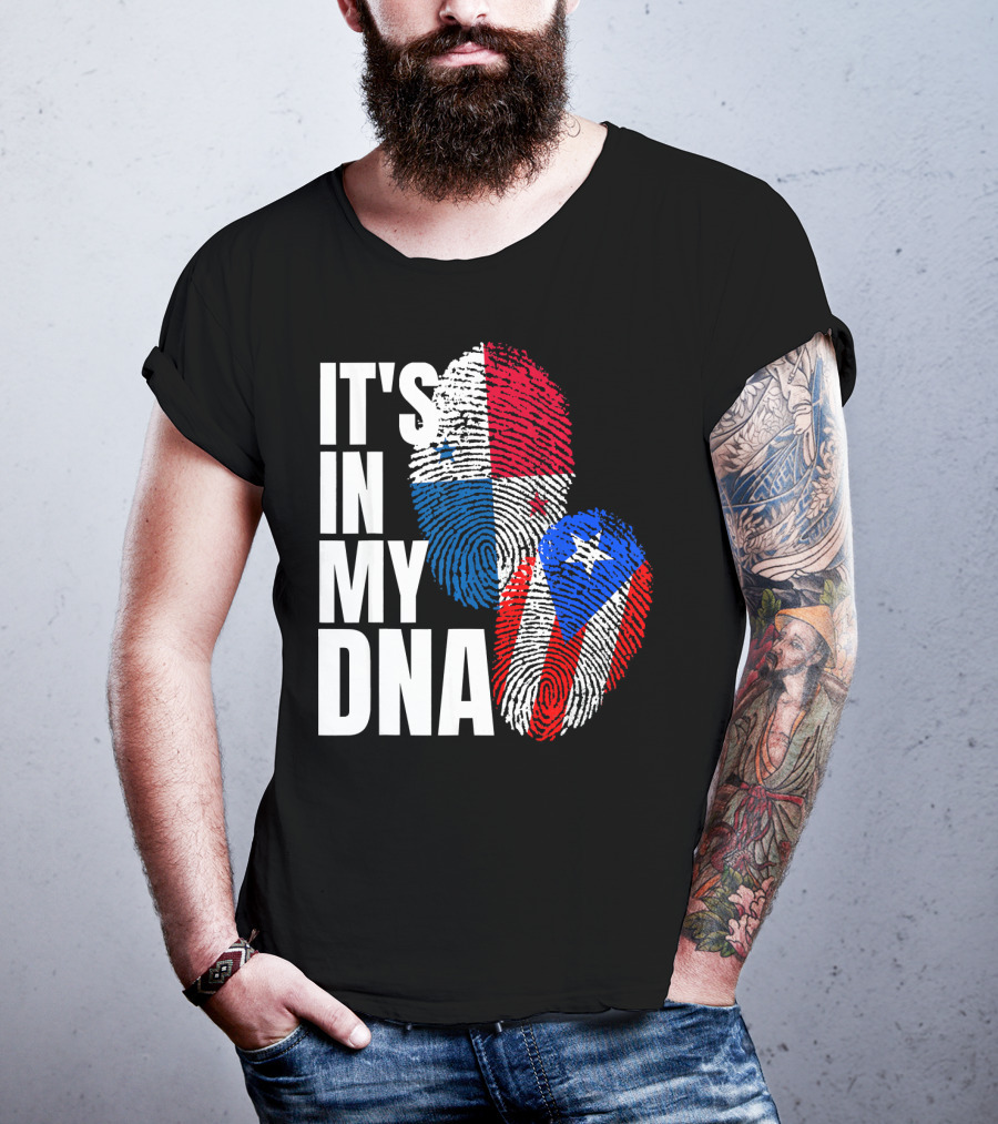 Panamanian Puerto Rican It's In My DNA Fingerprint Flag T-Shirt
